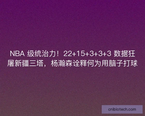 NBA 级统治力！22+15+3+3+3 数据狂屠新疆三塔，杨瀚森诠释何为用脑子打球