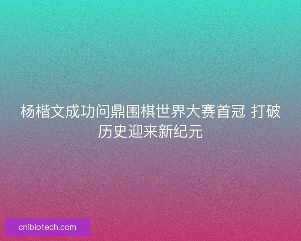 杨楷文成功问鼎围棋世界大赛首冠 打破历史迎来新纪元 杨楷文成功问鼎围棋世界大赛首冠 打破历史迎来新纪元