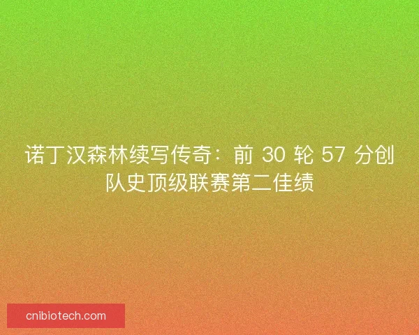诺丁汉森林续写传奇：前 30 轮 57 分创队史顶级联赛第二佳绩